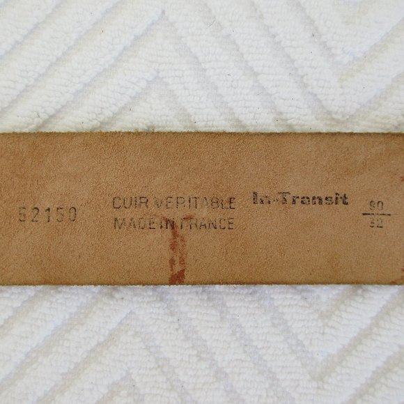 In Transit Soft Leather Metal Waist Belt Western Belt, Sz 32 Made in France Tan - Picture 9 of 9